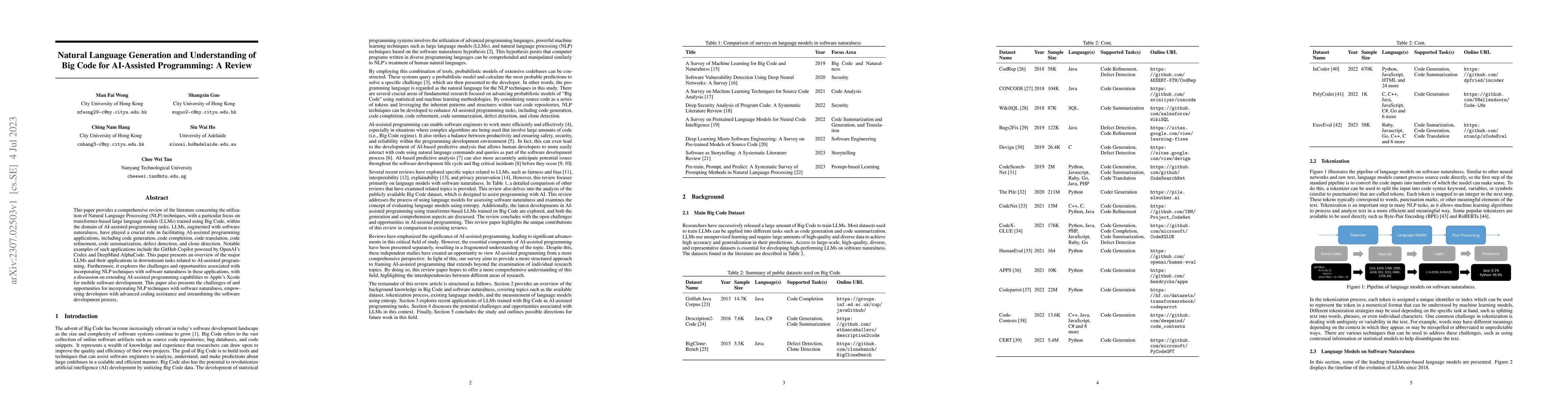 Thumbnail for Natural Language Generation and Understanding of Big Code for
  AI-Assisted Programming: A Review