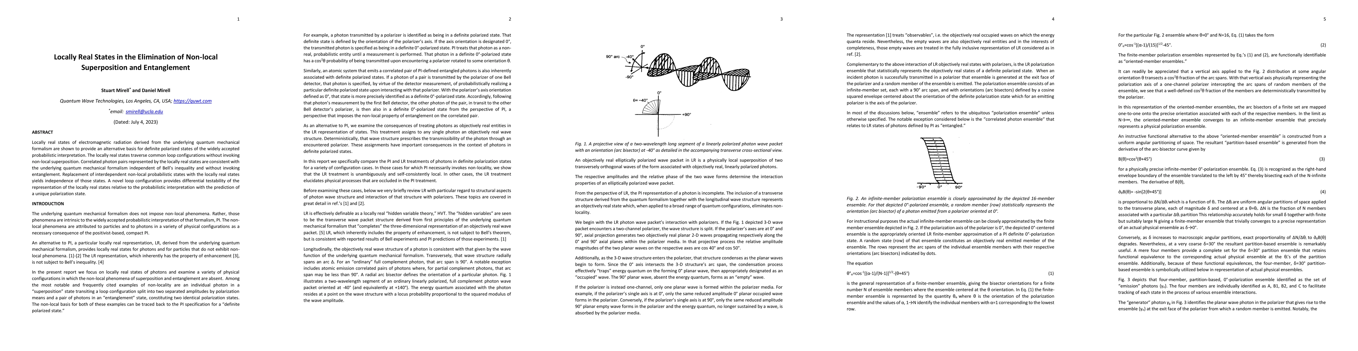Thumbnail for Locally Real States in the Elimination of Non-local Superposition and
  Entanglement