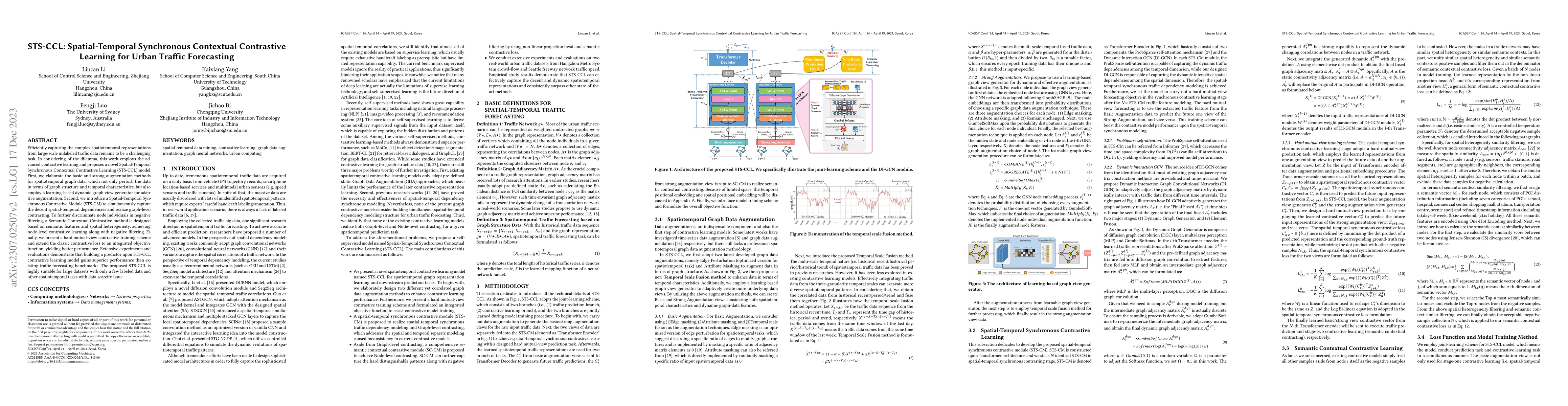 Thumbnail for STS-CCL: Spatial-Temporal Synchronous Contextual Contrastive Learning
  for Urban Traffic Forecasting