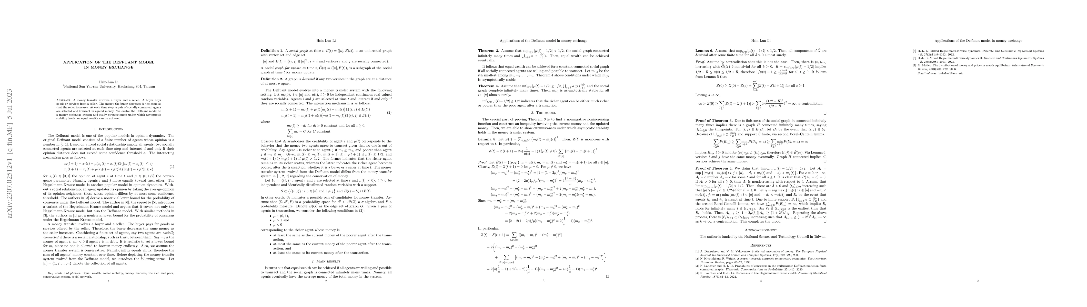 Thumbnail for Application of the Deffuant model in money exchange
