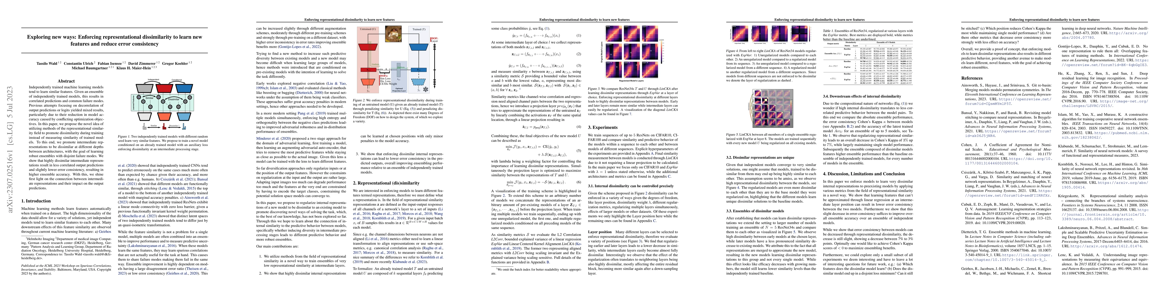 Thumbnail for Exploring new ways: Enforcing representational dissimilarity to learn
  new features and reduce error consistency