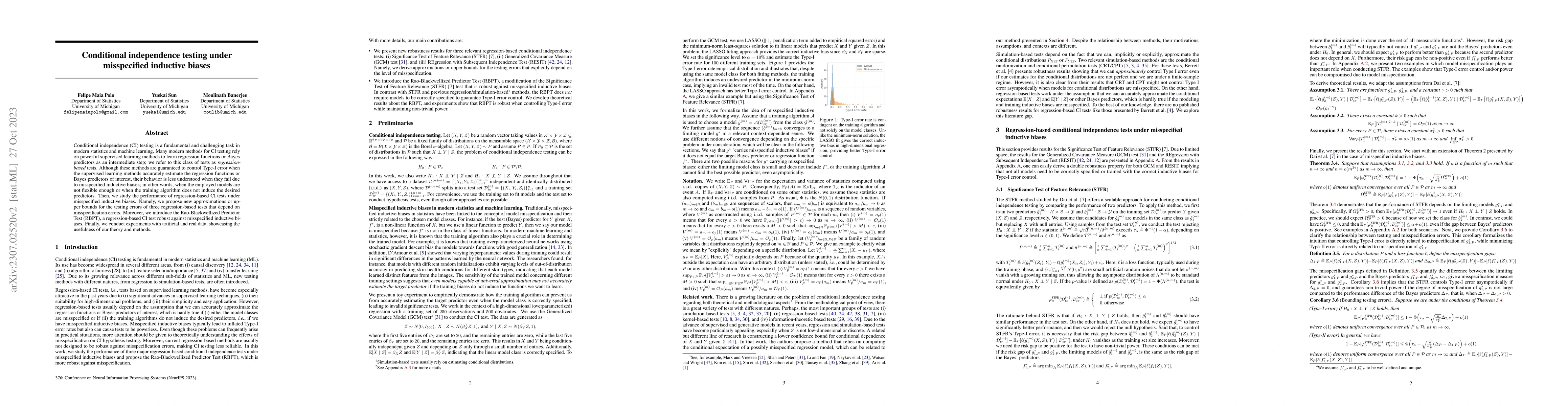 Thumbnail for Conditional independence testing under misspecified inductive biases