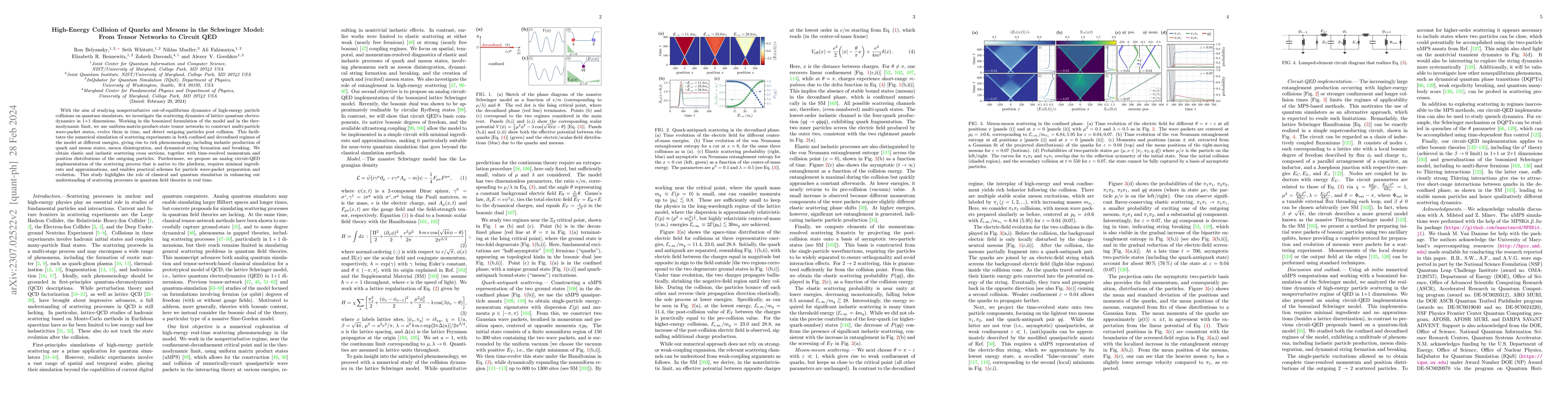 Thumbnail for High-Energy Collision of Quarks and Mesons in the Schwinger Model: From
  Tensor Networks to Circuit QED