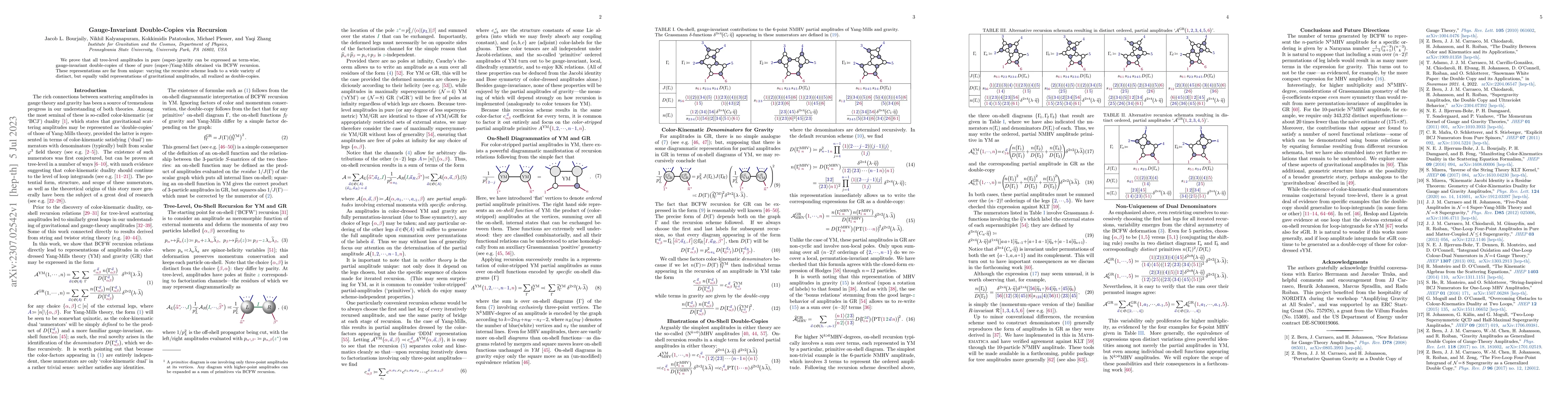Thumbnail for Gauge-Invariant Double-Copies via Recursion