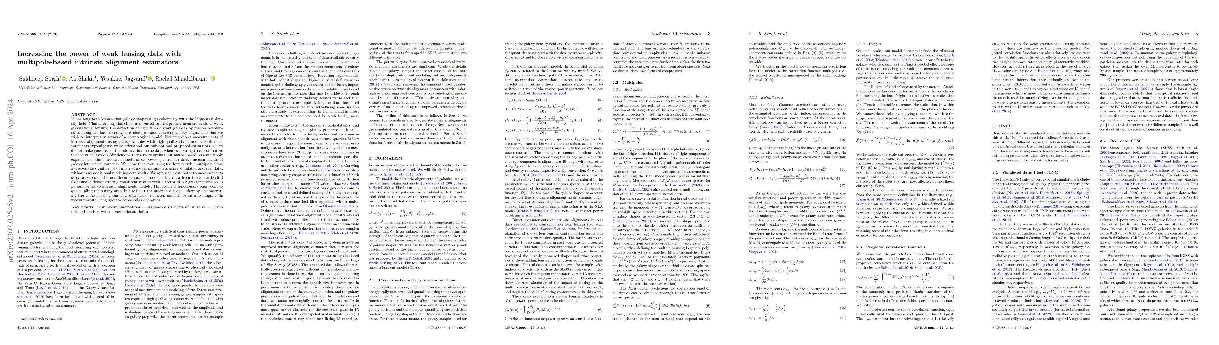 Thumbnail for Increasing the power of weak lensing survey data with multipole-based
  intrinsic alignment estimators