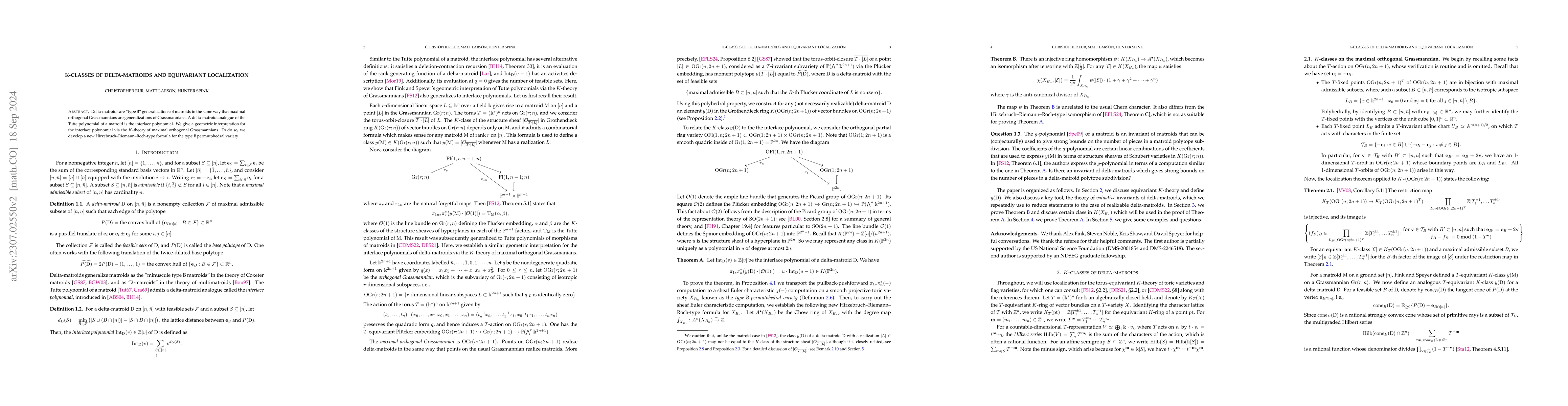 Thumbnail for K-classes of delta-matroids and equivariant localization