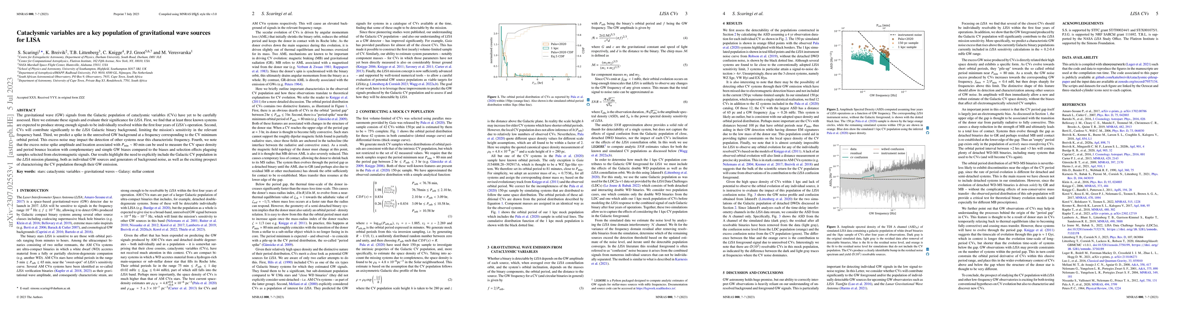 Thumbnail for Cataclysmic variables are a key population of gravitational wave sources
  for LISA