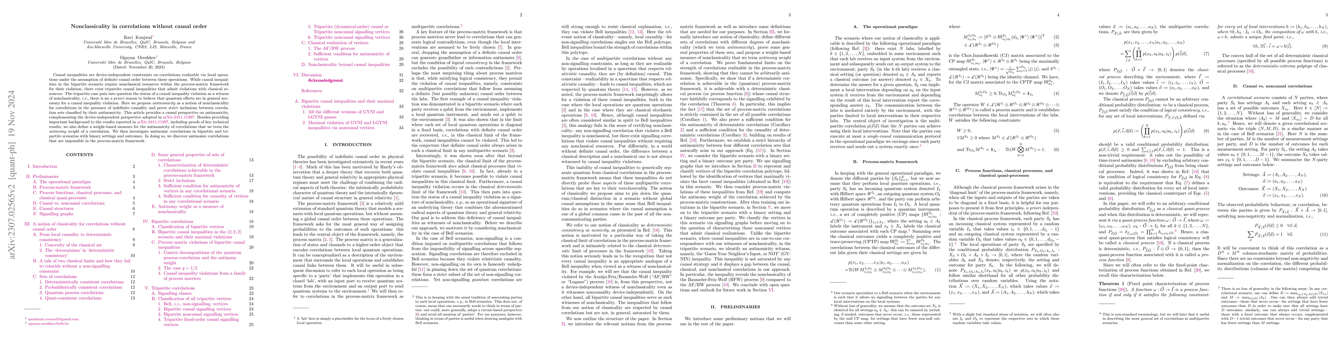 Thumbnail for Nonclassicality in correlations without causal order