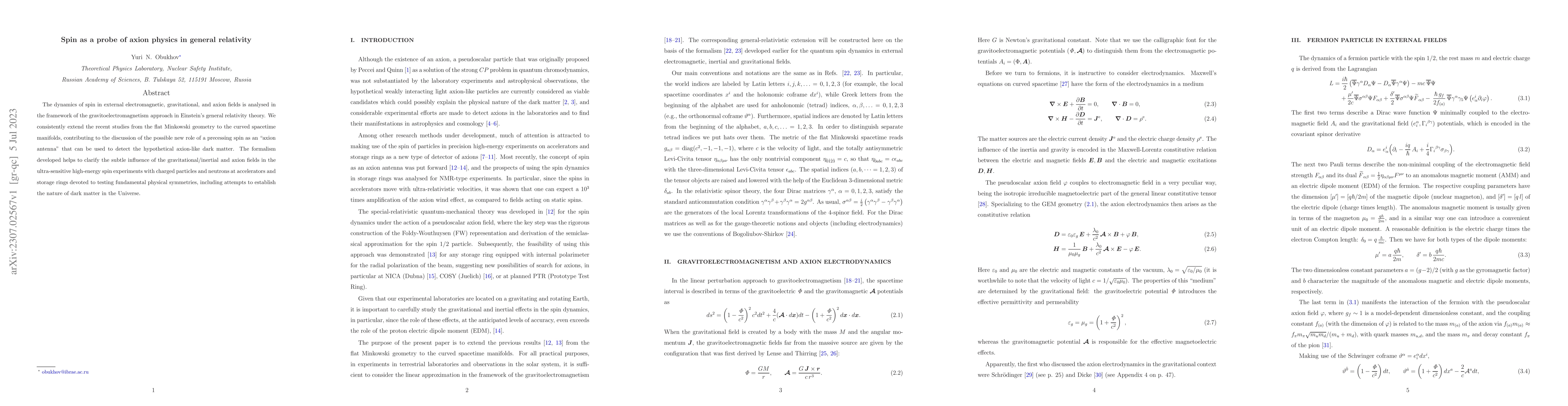 Thumbnail for Spin as a probe of axion physics in general relativity