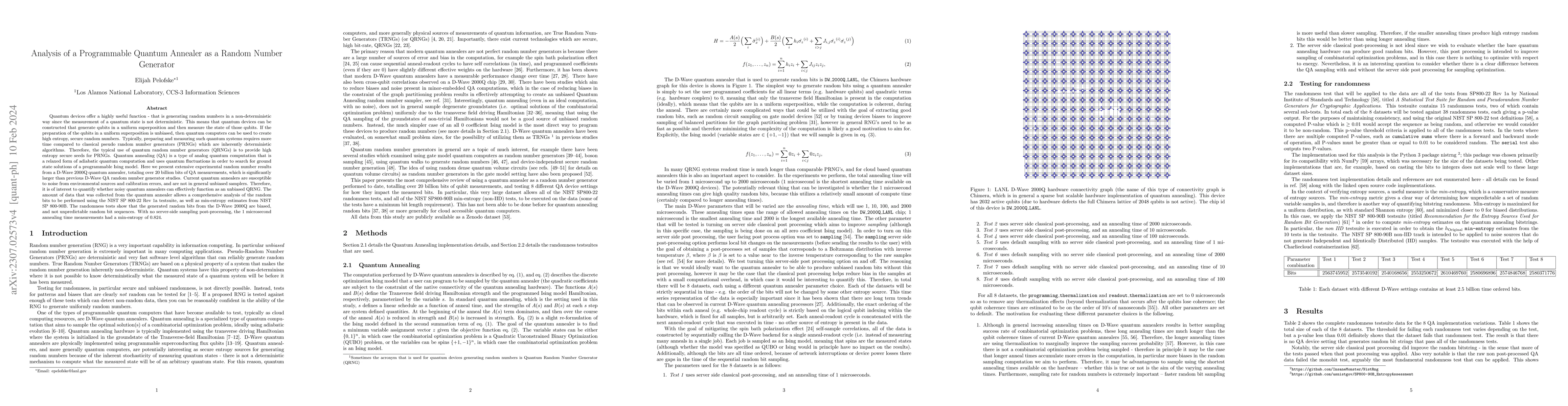 Thumbnail for Analysis of a Programmable Quantum Annealer as a Random Number Generator