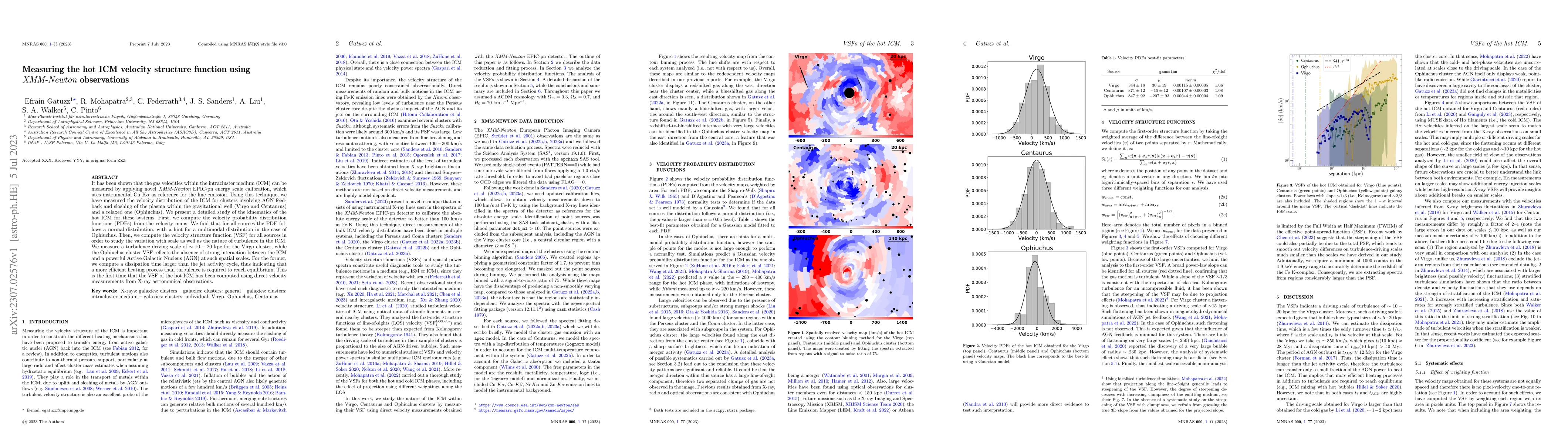 Thumbnail for Measuring the hot ICM velocity structure function using XMM-Newton
  observations