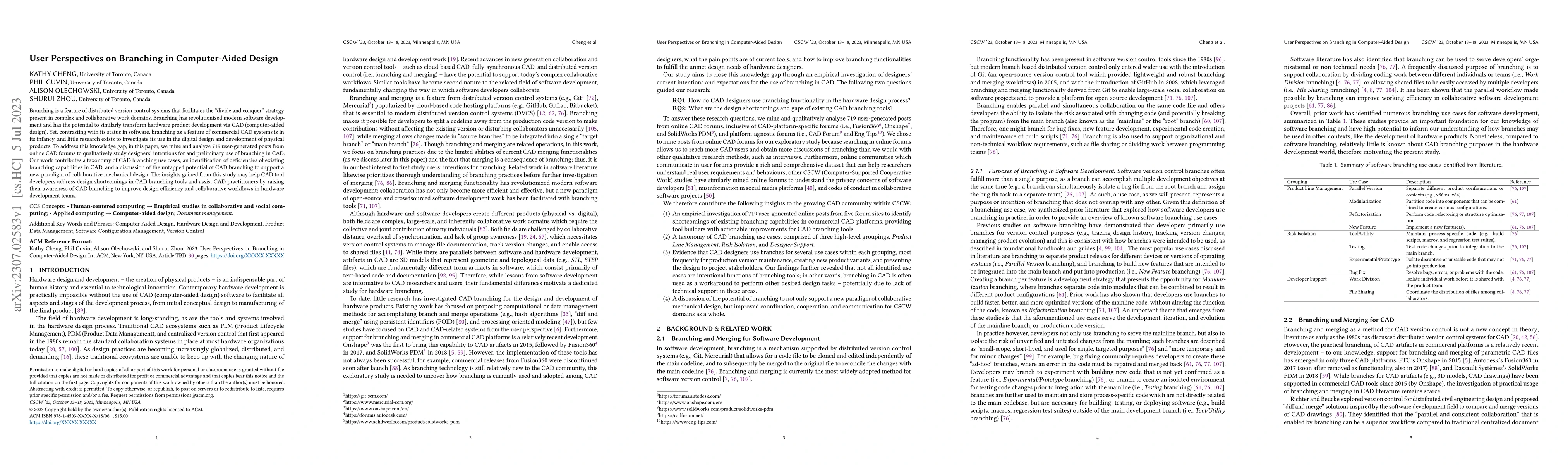 Thumbnail for User Perspectives on Branching in Computer-Aided Design