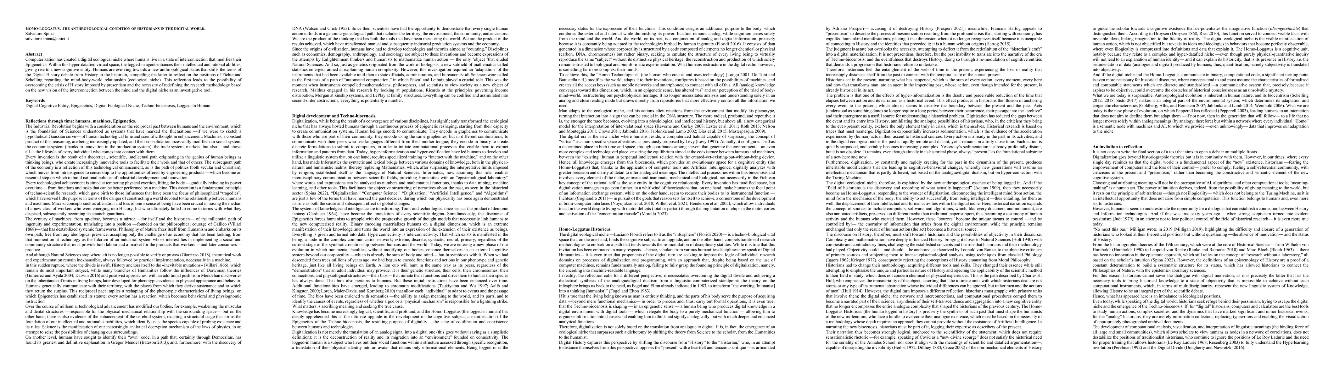 Thumbnail for Homo-Loggatus. The anthropological condition of historians in the
  digital world