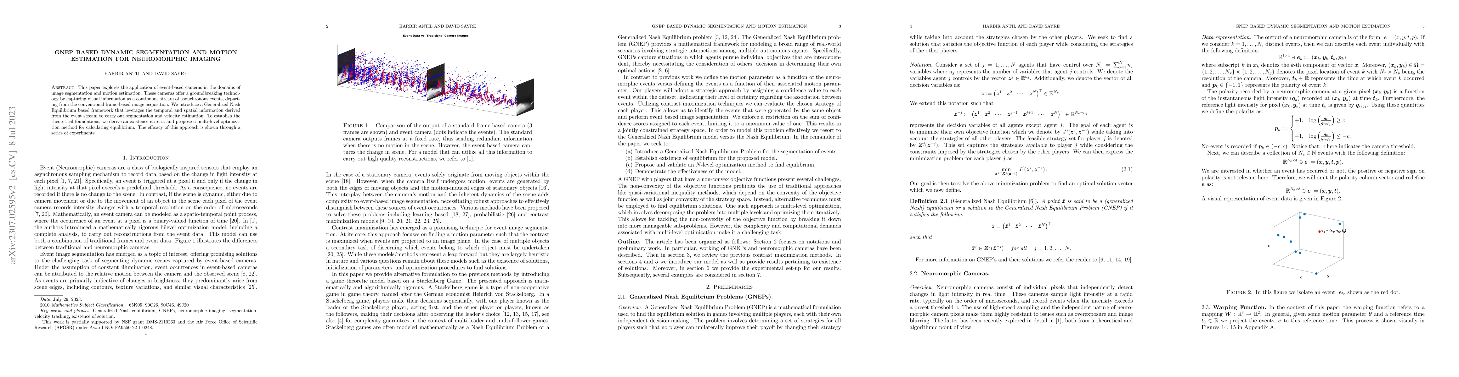 Thumbnail for GNEP Based Dynamic Segmentation and Motion Estimation for Neuromorphic
  Imaging