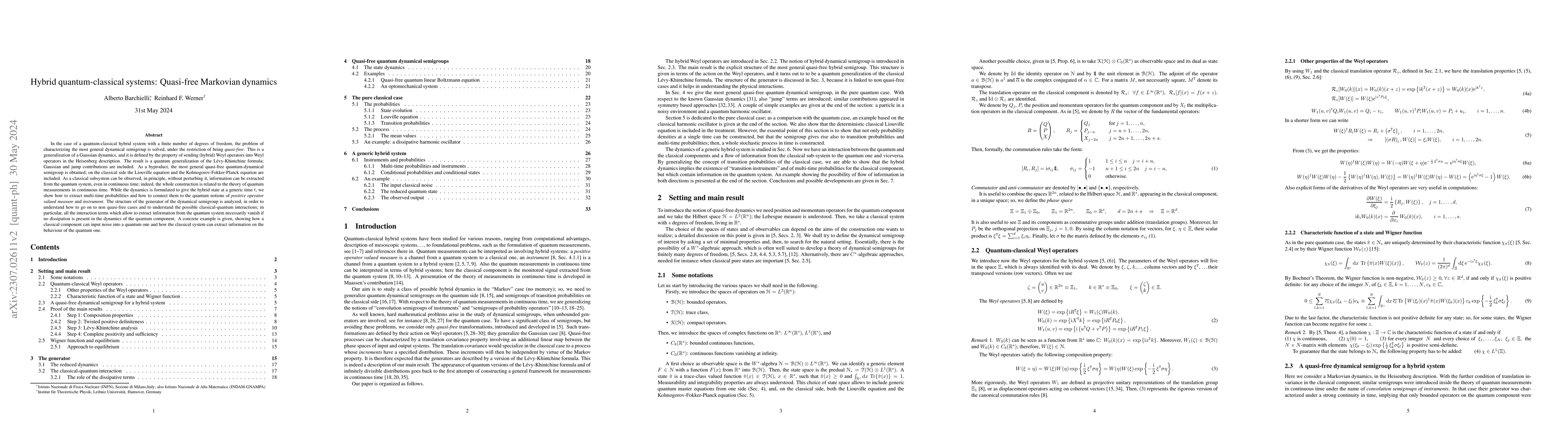 Thumbnail for Hybrid quantum-classical systems: Quasi-free Markovian dynamics