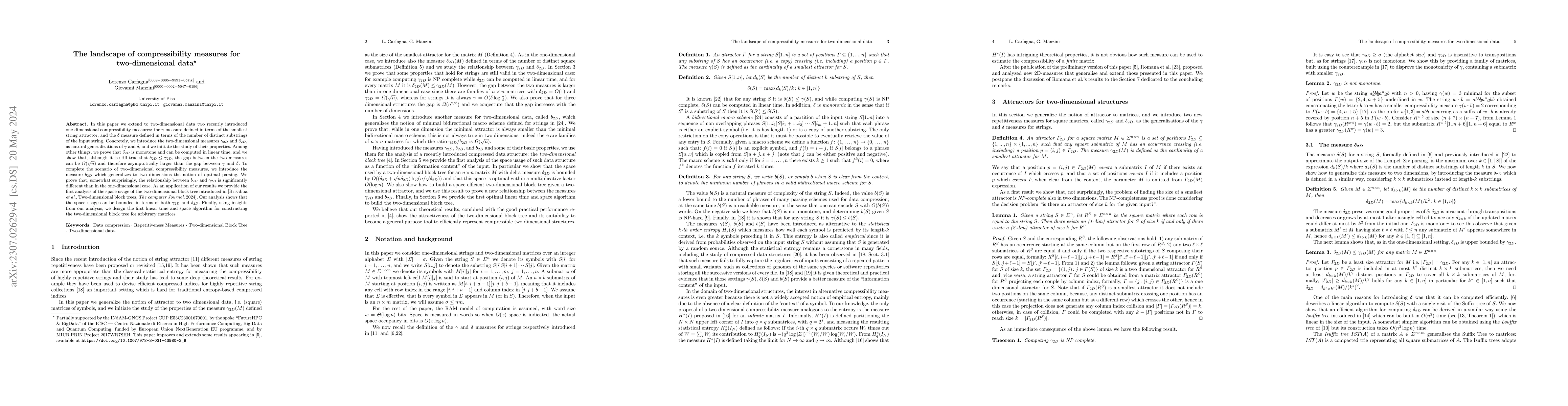 Thumbnail for The landscape of compressibility measures for two-dimensional data