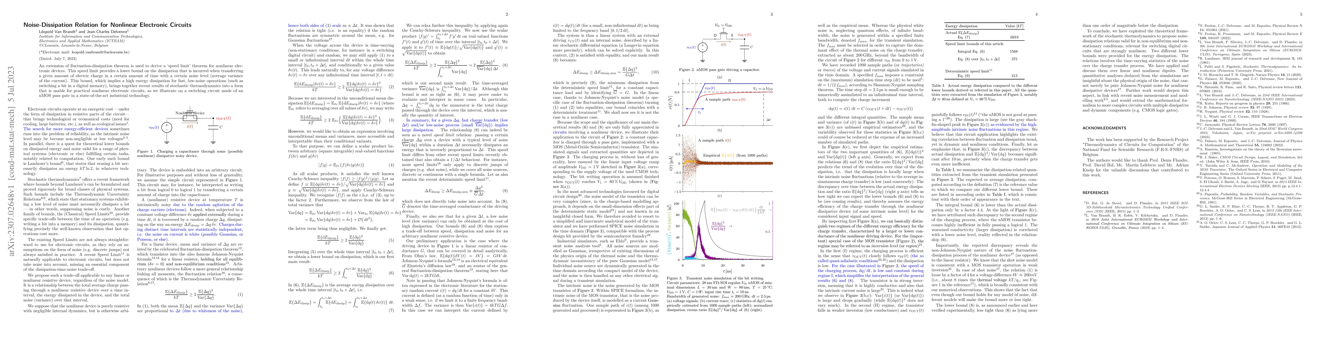 Thumbnail for Noise-dissipation relation for nonlinear electronic circuits
