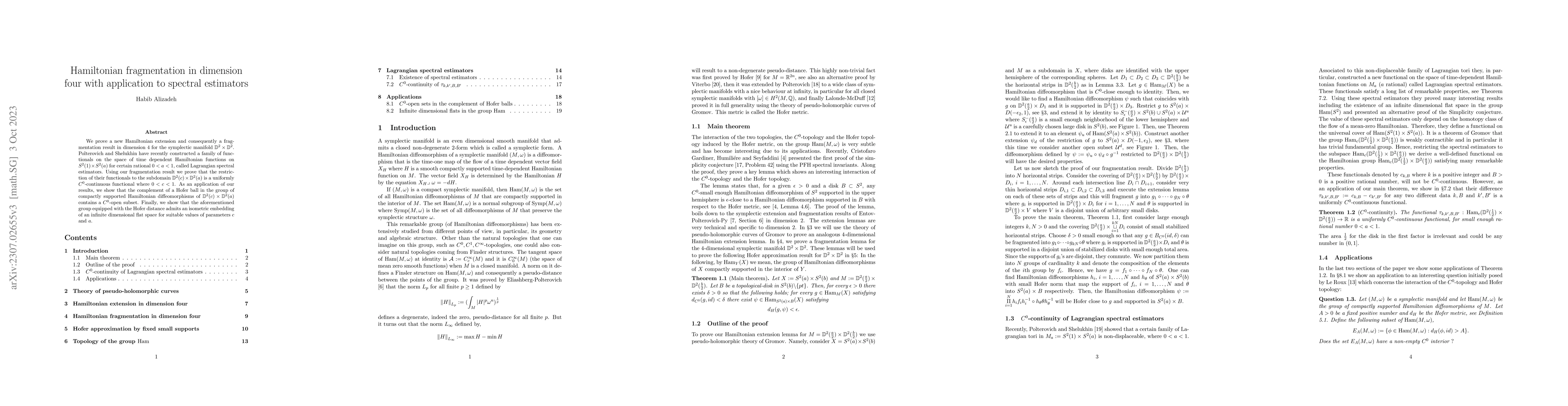 Thumbnail for Hamiltonian fragmentation in dimension four with application to spectral
  estimators