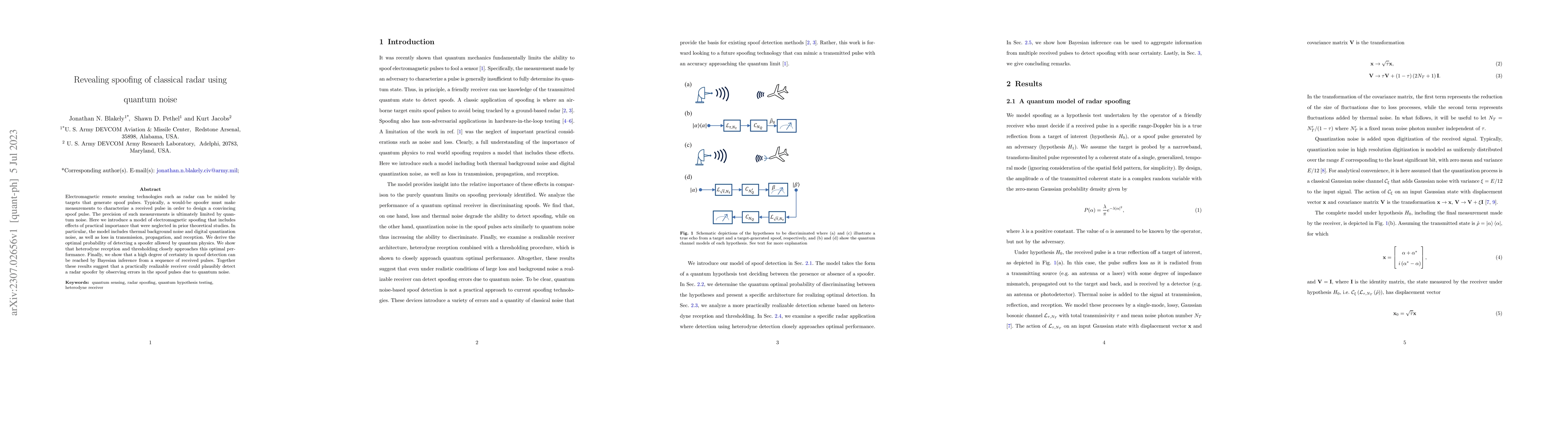 Thumbnail for Revealing spoofing of classical radar using quantum noise
