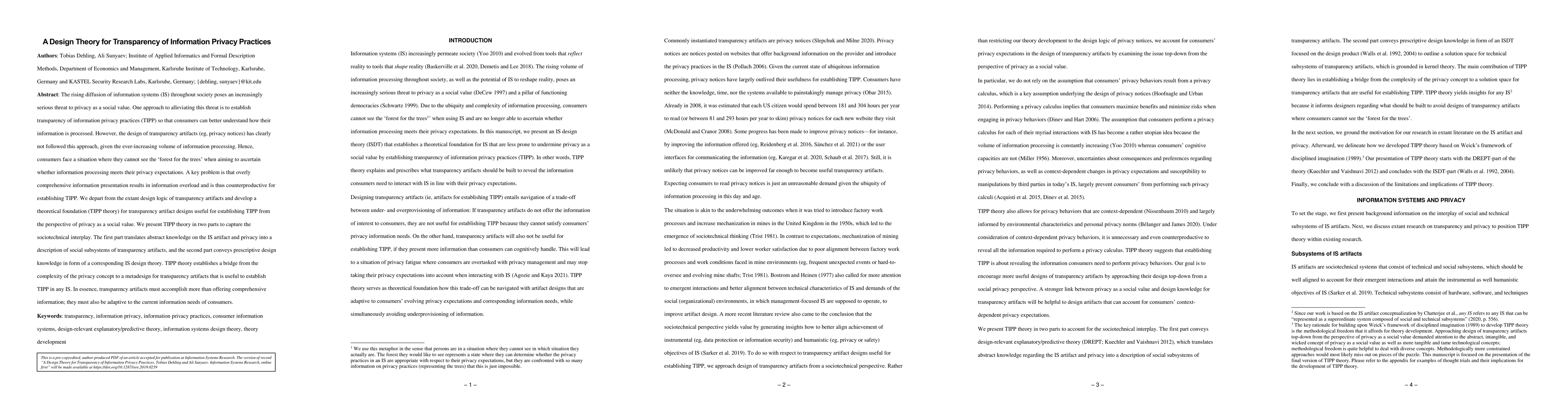 Thumbnail for A design theory for transparency of information privacy practices