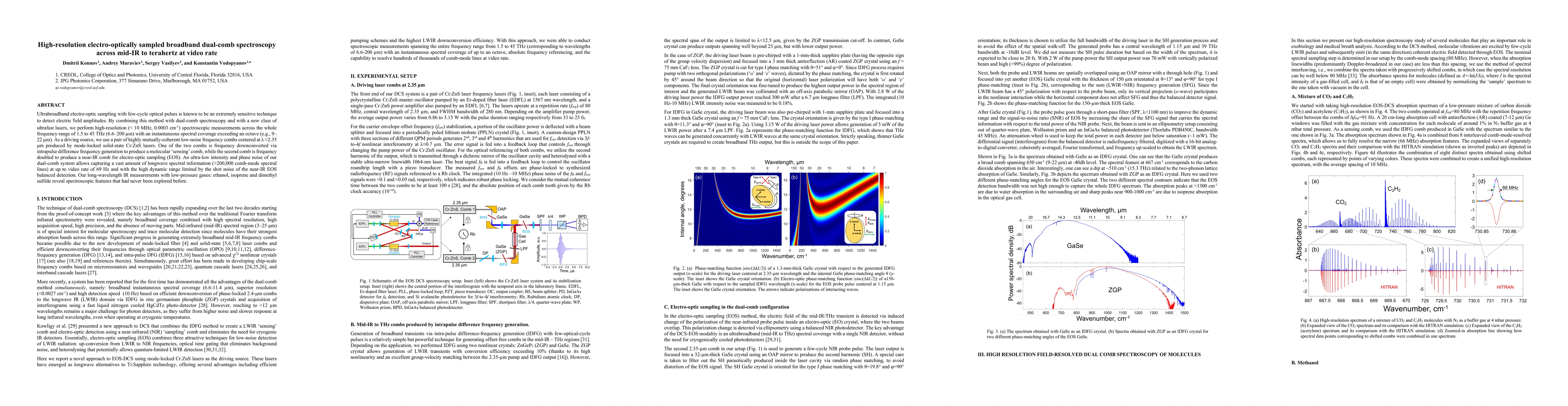 Thumbnail for High-resolution electro-optically sampled broadband dual-comb
  spectroscopy across mid-IR to terahertz at video rate