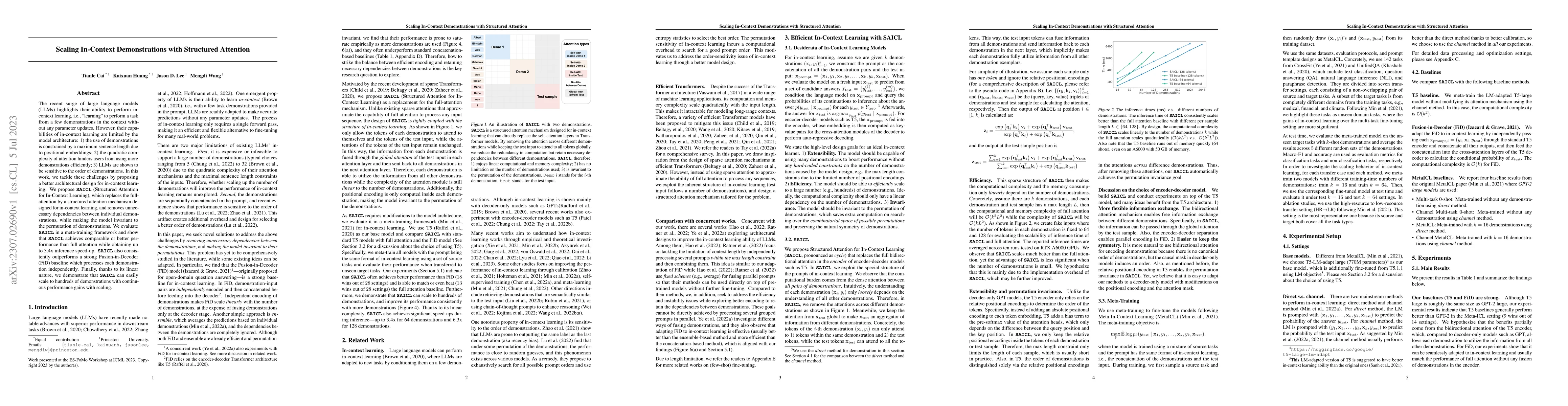 Thumbnail for Scaling In-Context Demonstrations with Structured Attention