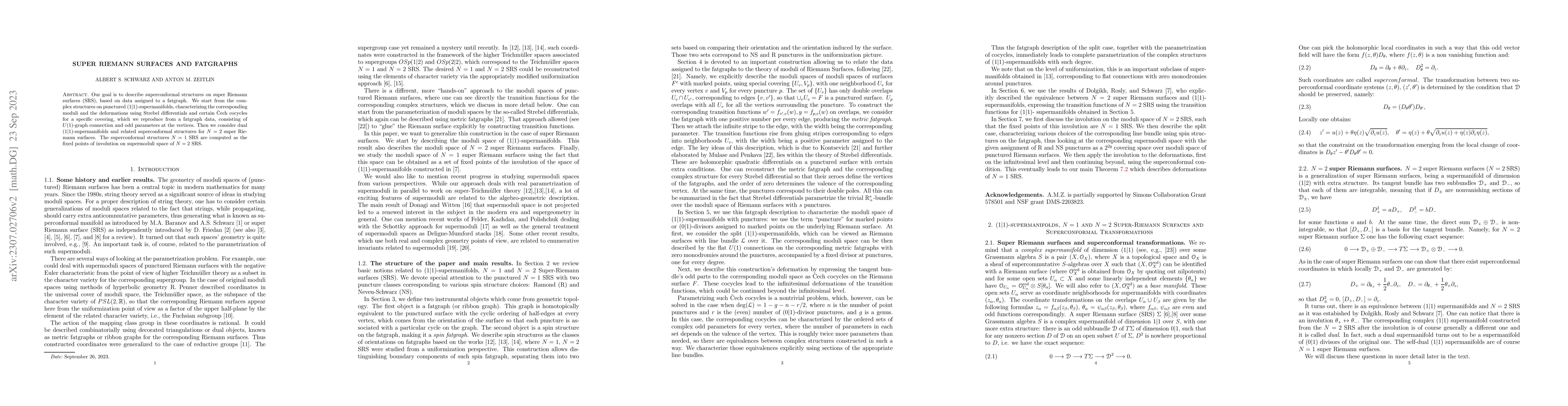 Thumbnail for Super Riemann surfaces and fatgraphs