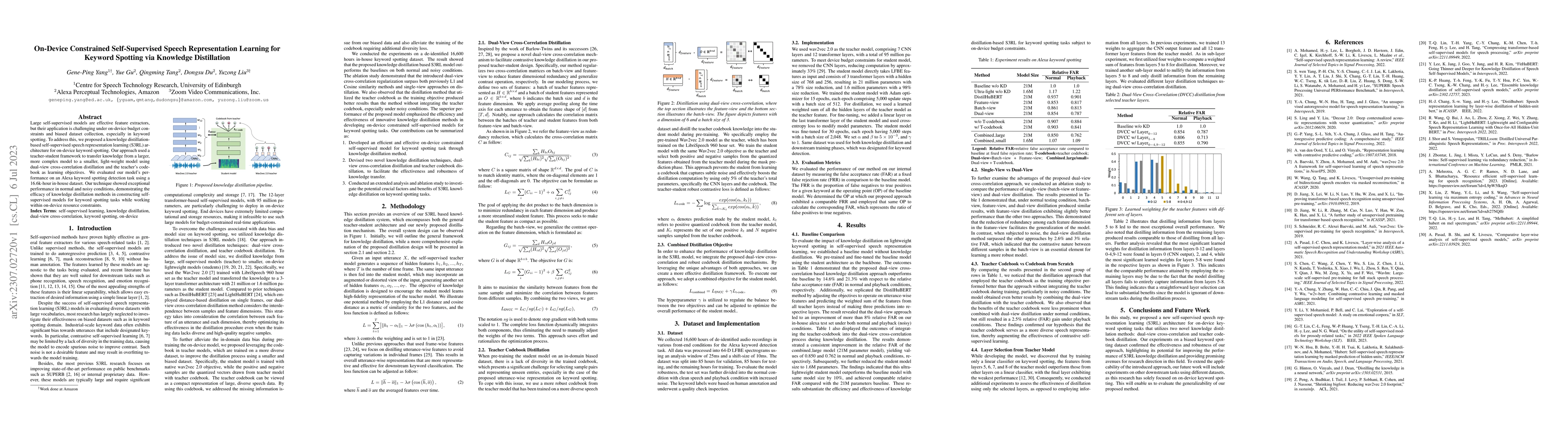 Thumbnail for On-Device Constrained Self-Supervised Speech Representation Learning for
  Keyword Spotting via Knowledge Distillation