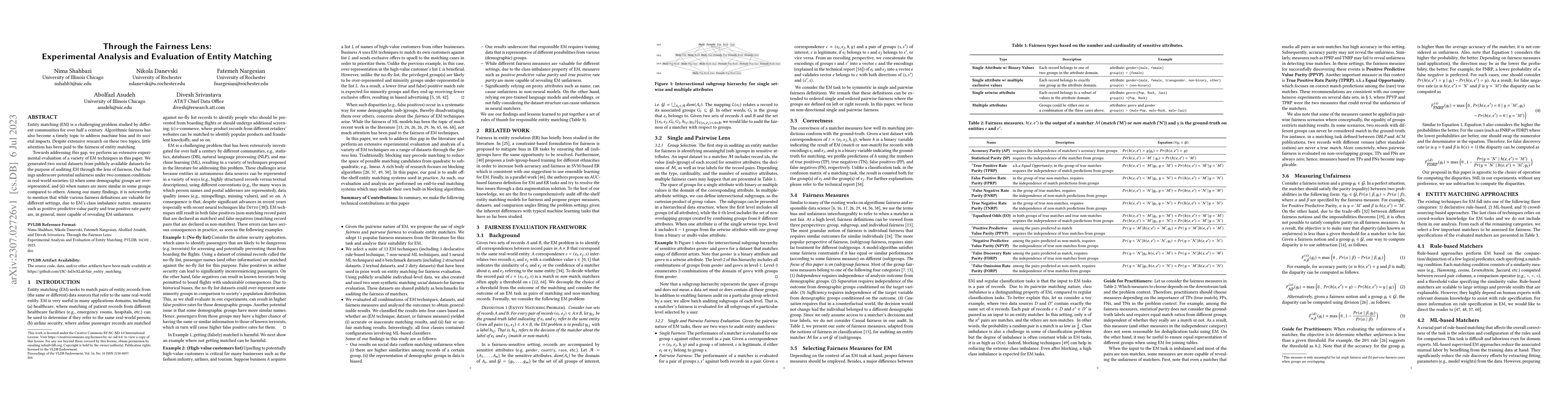 Thumbnail for Through the Fairness Lens: Experimental Analysis and Evaluation of
  Entity Matching