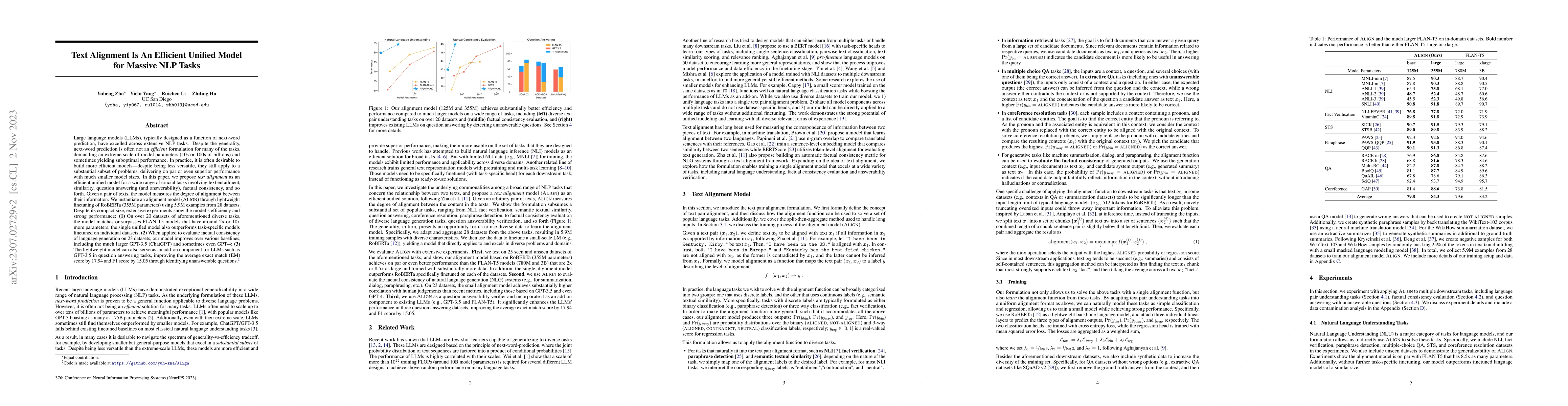 Thumbnail for Text Alignment Is An Efficient Unified Model for Massive NLP Tasks