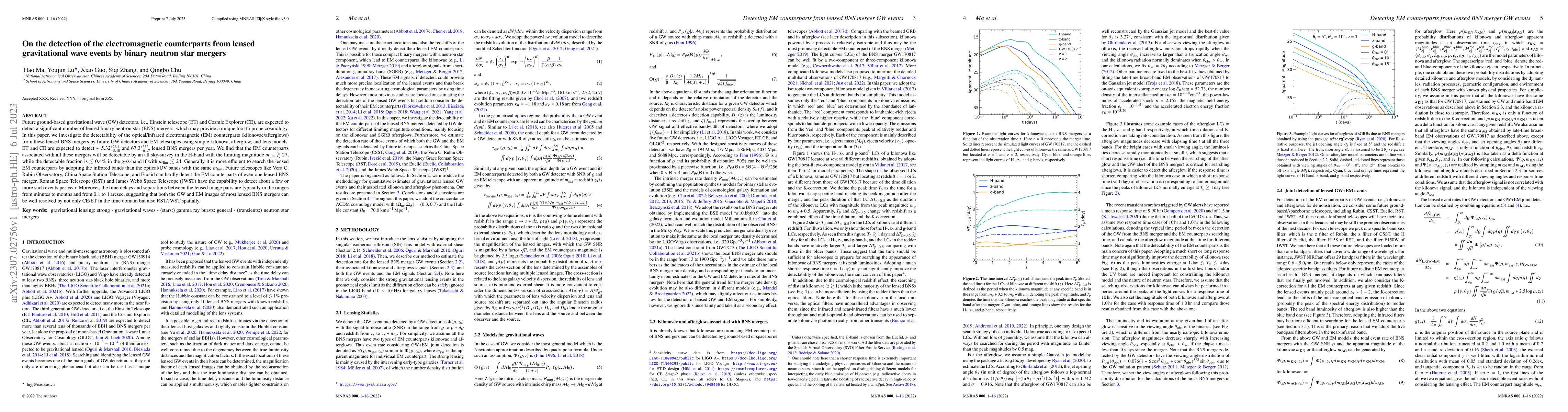 Thumbnail for On the detection of the electromagnetic counterparts from lensed
  gravitational wave events by binary neutron star mergers
