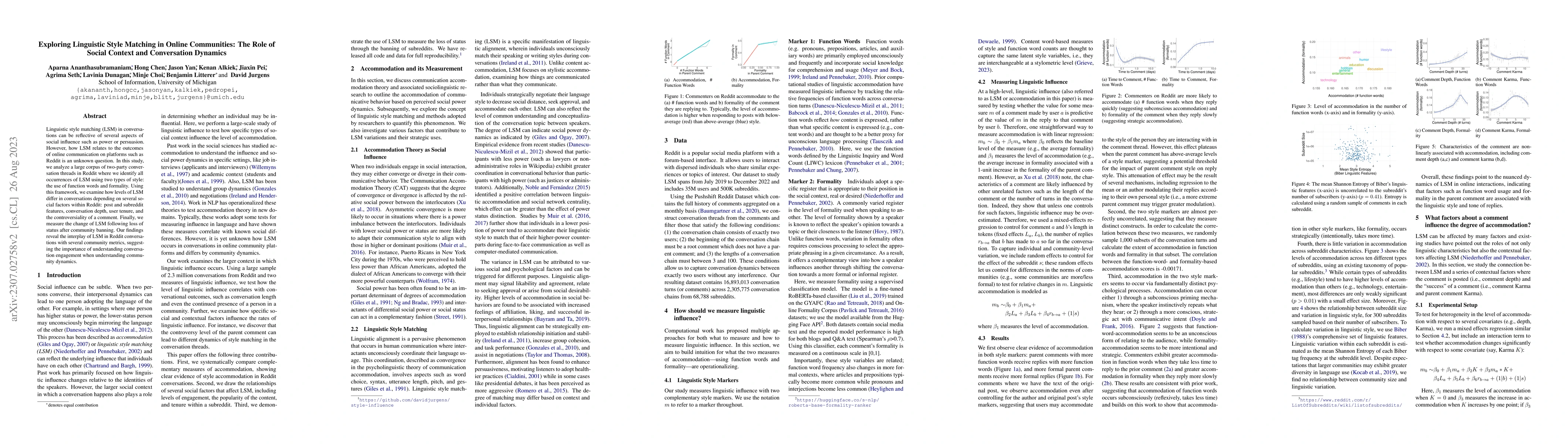 Thumbnail for Exploring Linguistic Style Matching in Online Communities: The Role of
  Social Context and Conversation Dynamics