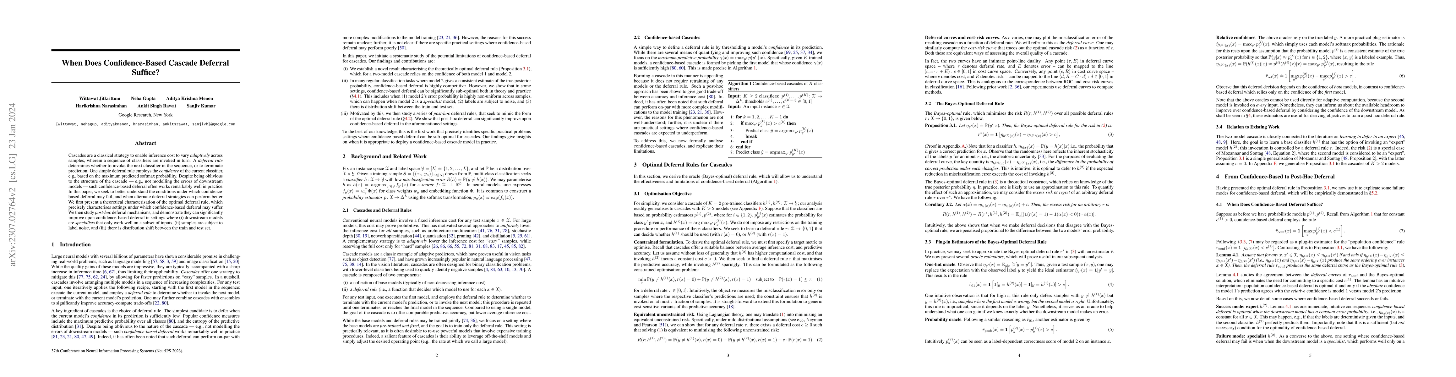 Thumbnail for When Does Confidence-Based Cascade Deferral Suffice?