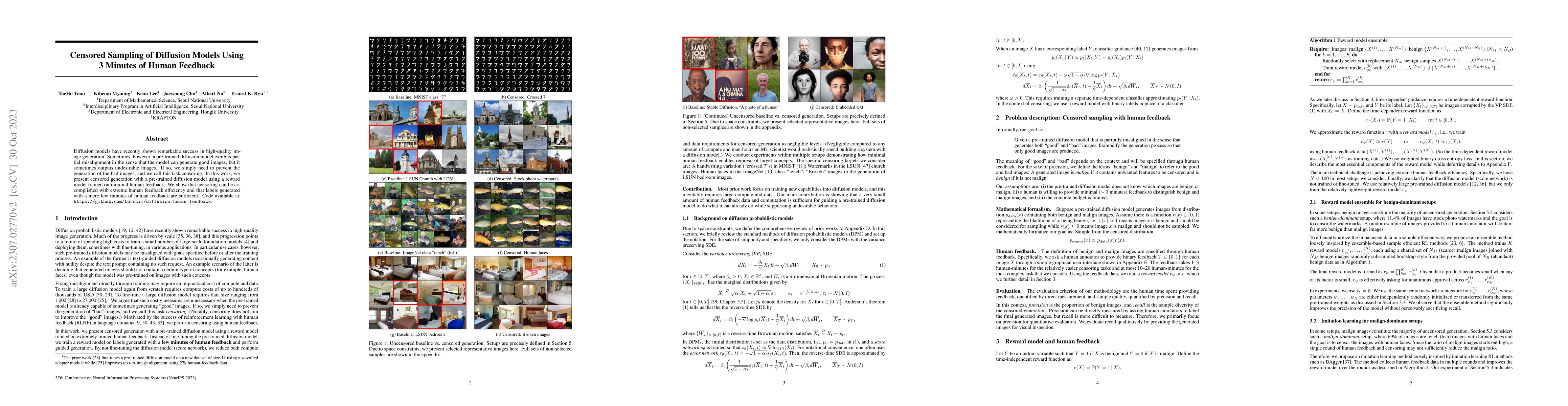 Thumbnail for Censored Sampling of Diffusion Models Using 3 Minutes of Human Feedback
