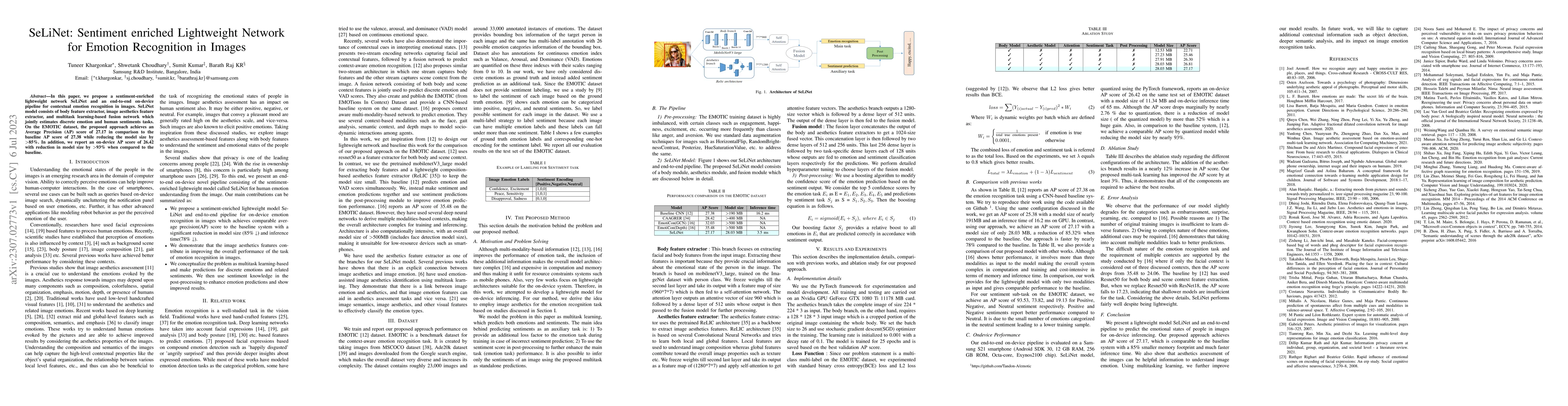 Thumbnail for SeLiNet: Sentiment enriched Lightweight Network for Emotion Recognition
  in Images