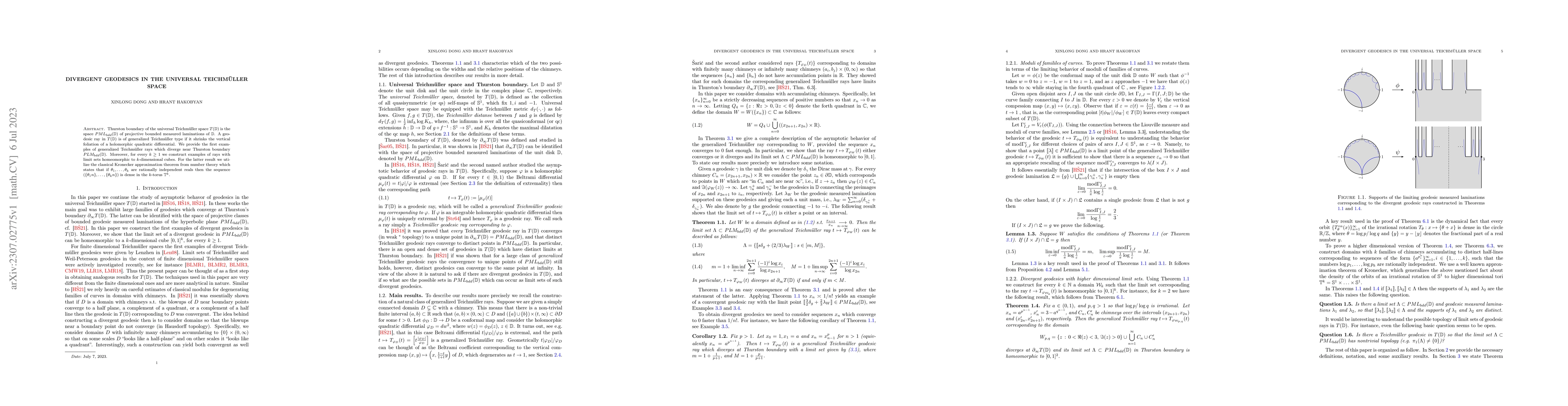 Thumbnail for Divergent geodesics in the Universal Teichm\"uller space