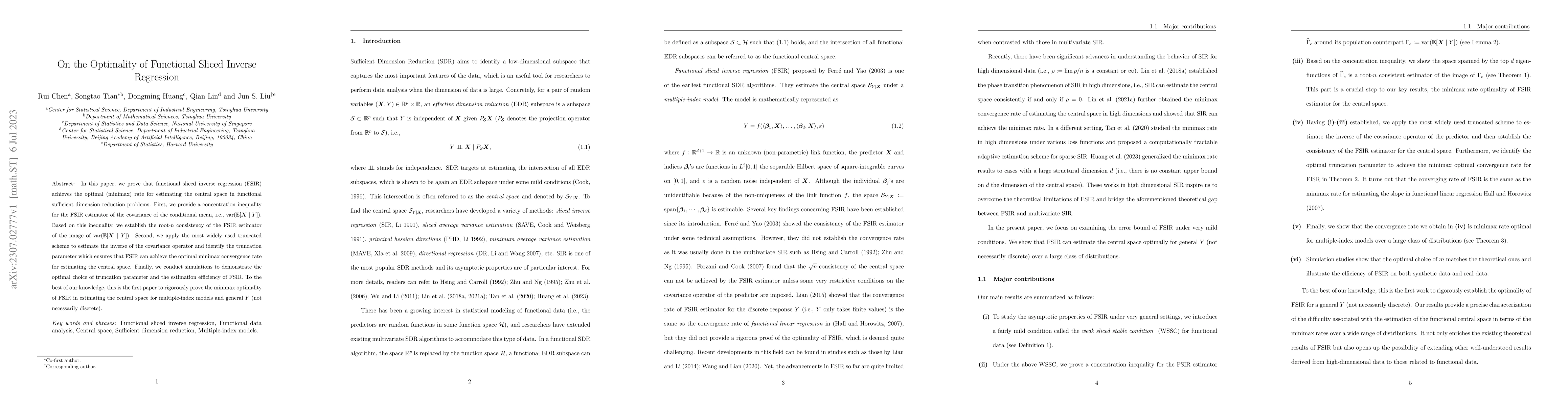 Thumbnail for On the Optimality of Functional Sliced Inverse Regression