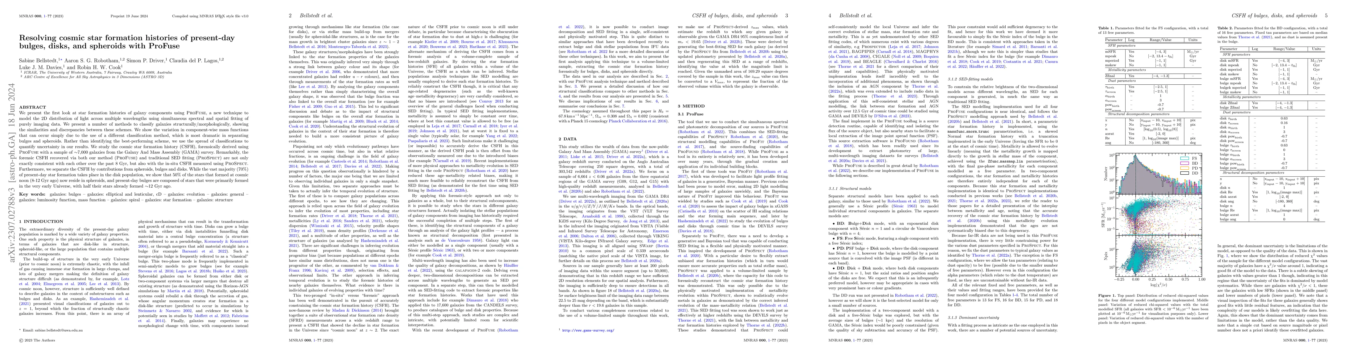 Thumbnail for Resolving cosmic star formation histories of present-day bulges, disks,
  and spheroids with ProFuse