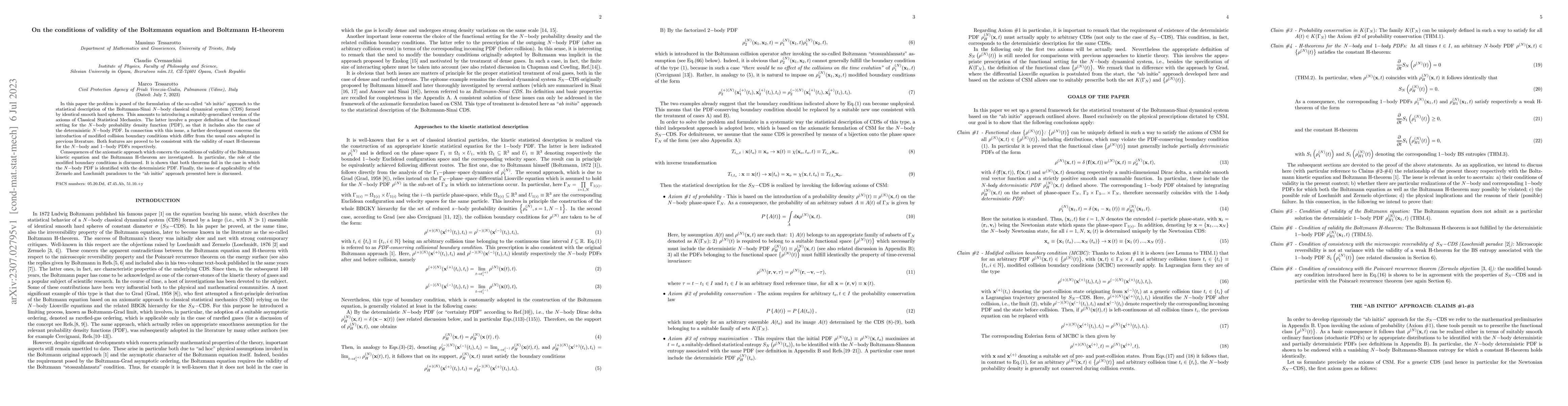 Thumbnail for On the conditions of validity of the Boltzmann equation and Boltzmann
  H-theorem