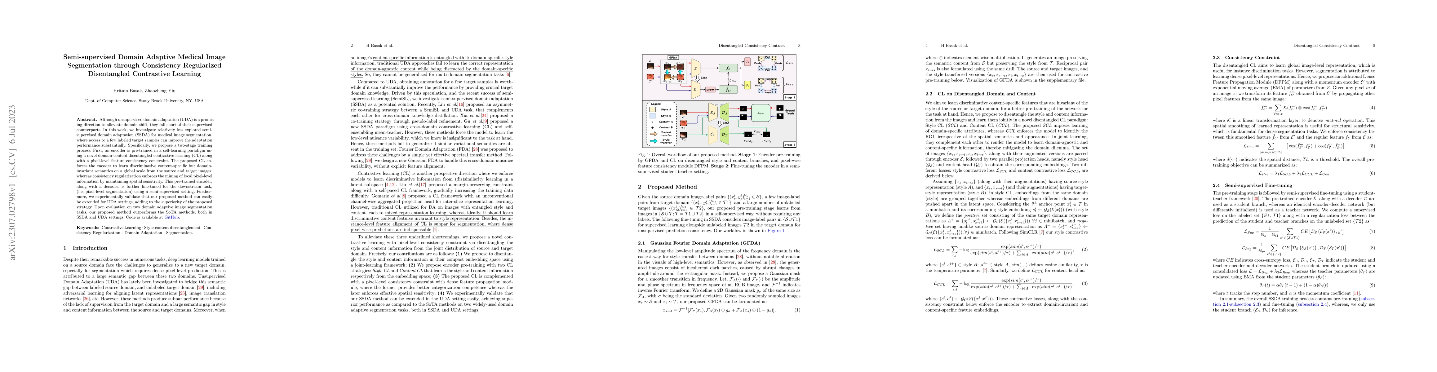 Thumbnail for Semi-supervised Domain Adaptive Medical Image Segmentation through
  Consistency Regularized Disentangled Contrastive Learning