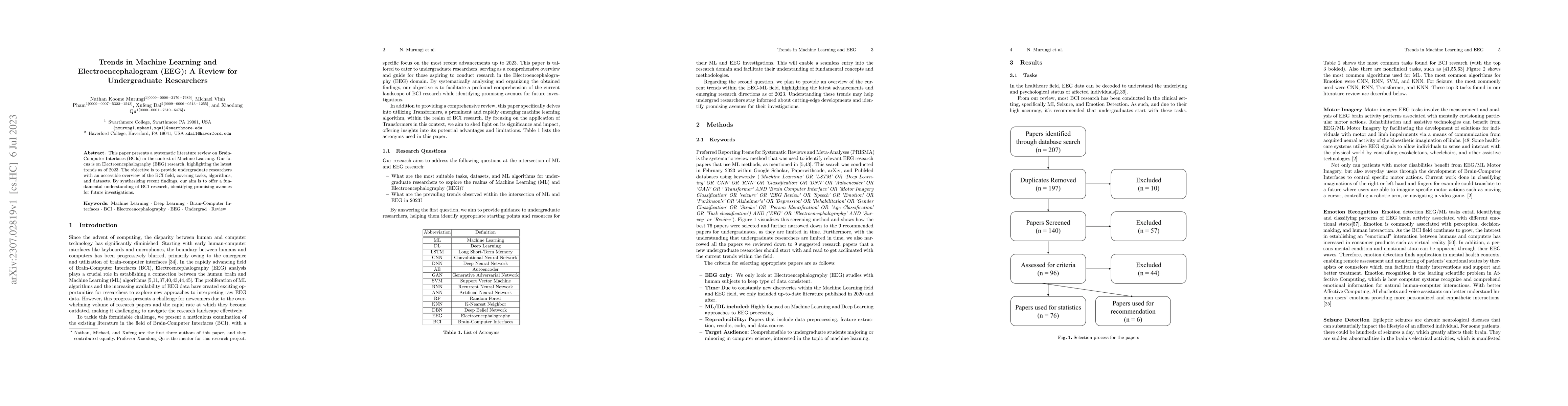 Thumbnail for Trends in Machine Learning and Electroencephalogram (EEG): A Review for
  Undergraduate Researchers