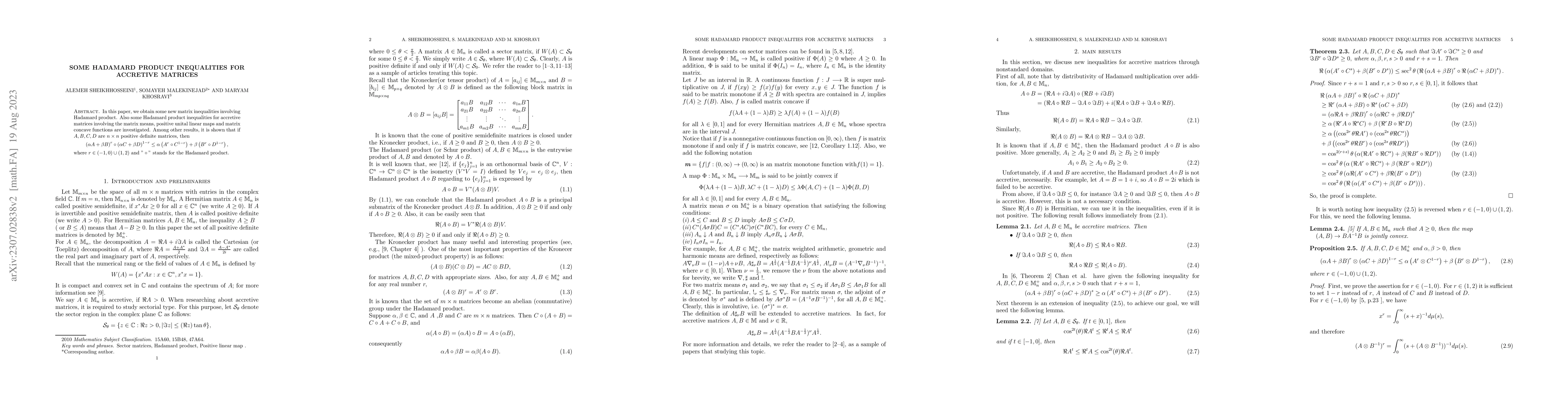 Thumbnail for Some Hadamard product inequalities for accretive matrices