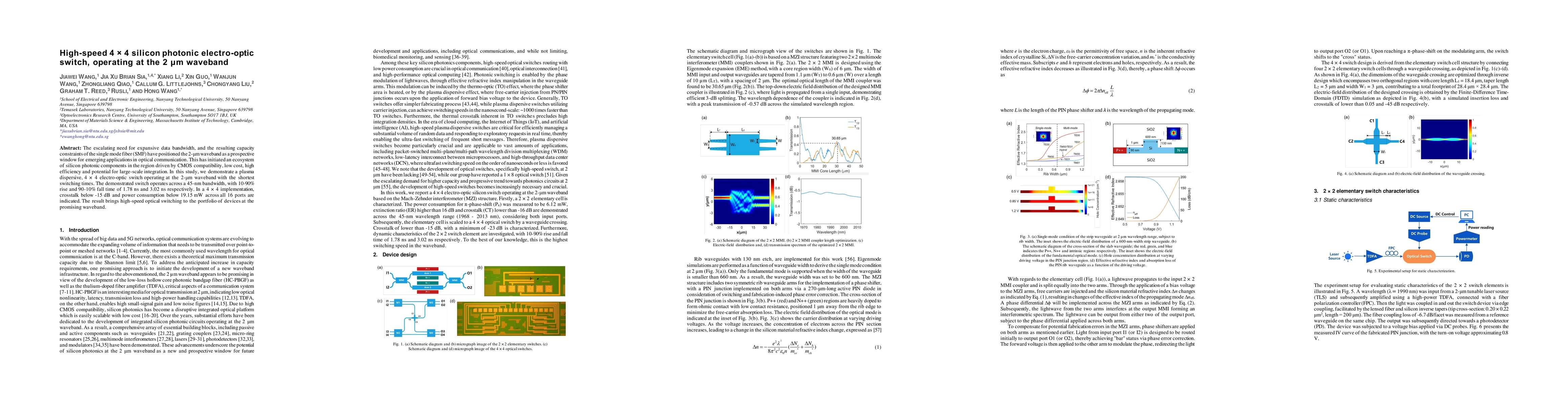 Thumbnail for High-speed 4 ${\times}$ 4 silicon photonic electro-optic switch,
  operating at the 2 {\mu}m waveband