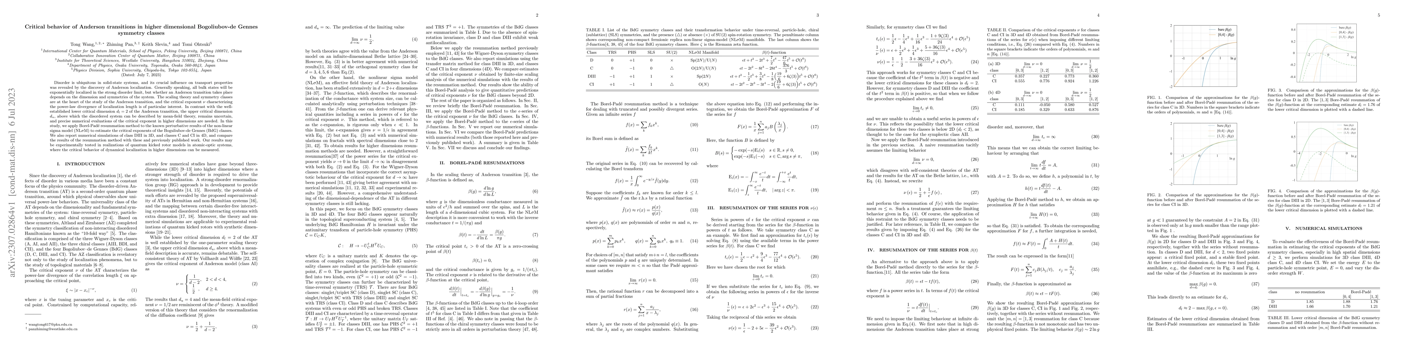 Thumbnail for Critical behavior of Anderson transitions in higher dimensional
  Bogoliubov-de Gennes symmetry classes