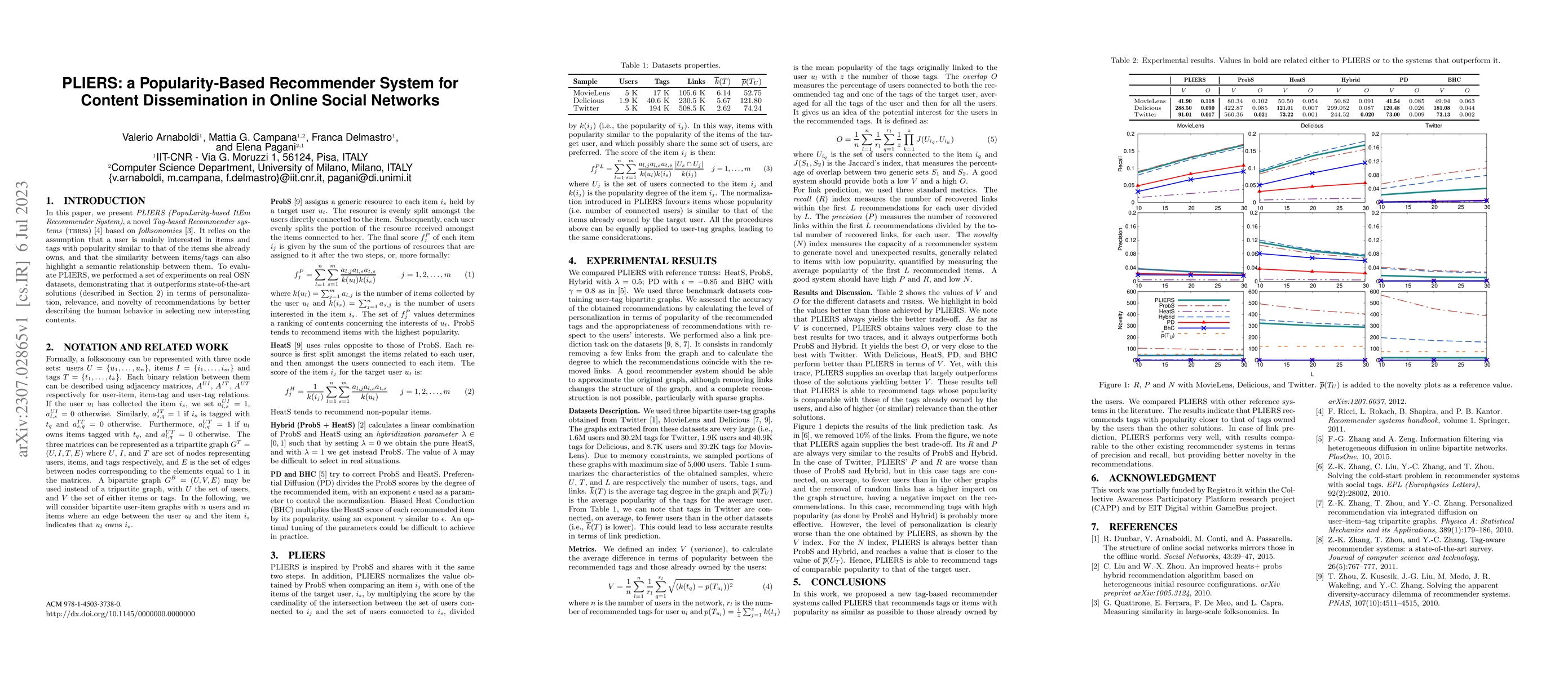 Thumbnail for PLIERS: a Popularity-Based Recommender System for Content Dissemination
  in Online Social Networks