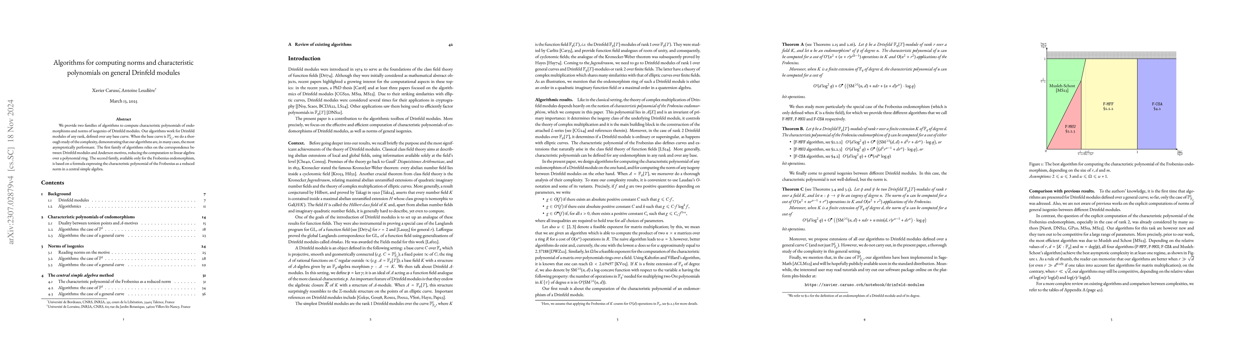 Thumbnail for Algorithms for computing norms and characteristic polynomials on general
  Drinfeld modules