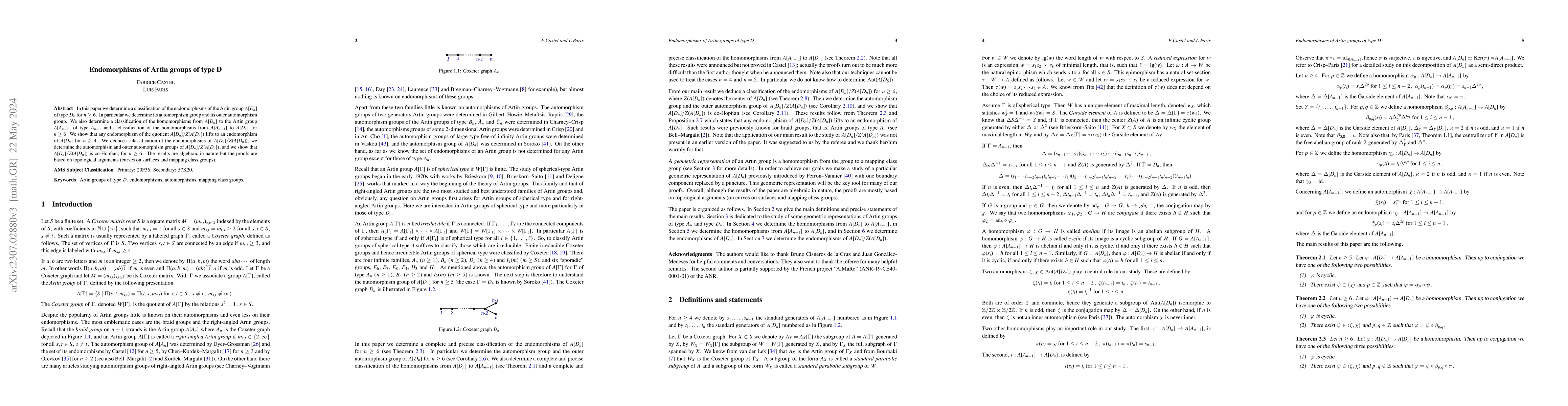 Thumbnail for Endomorphisms of Artin groups of type D