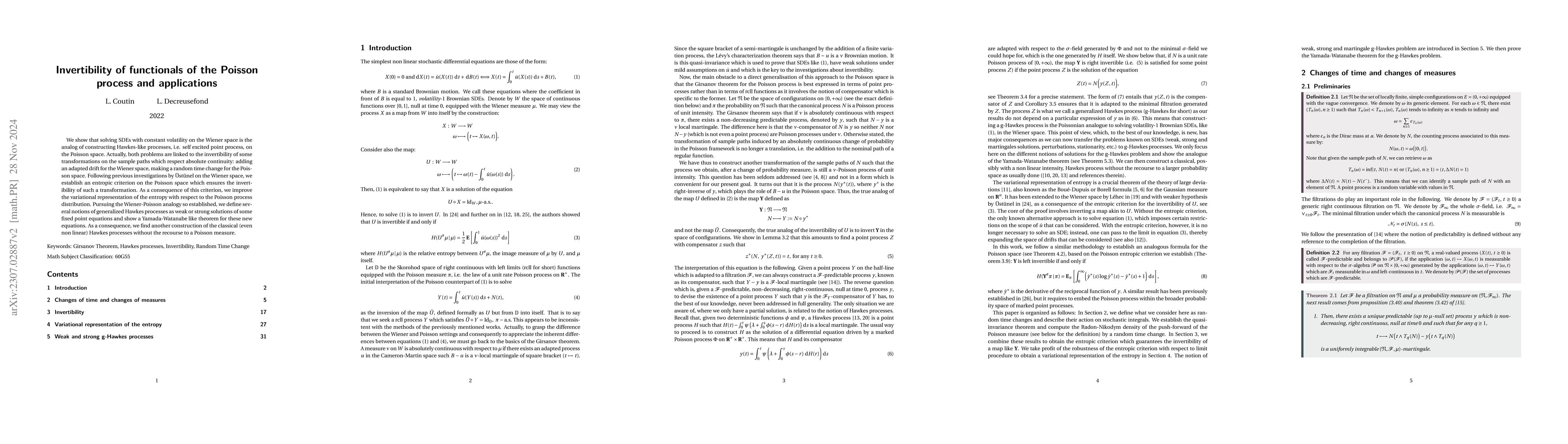 Thumbnail for Invertibility of functionals of the Poisson process and applications