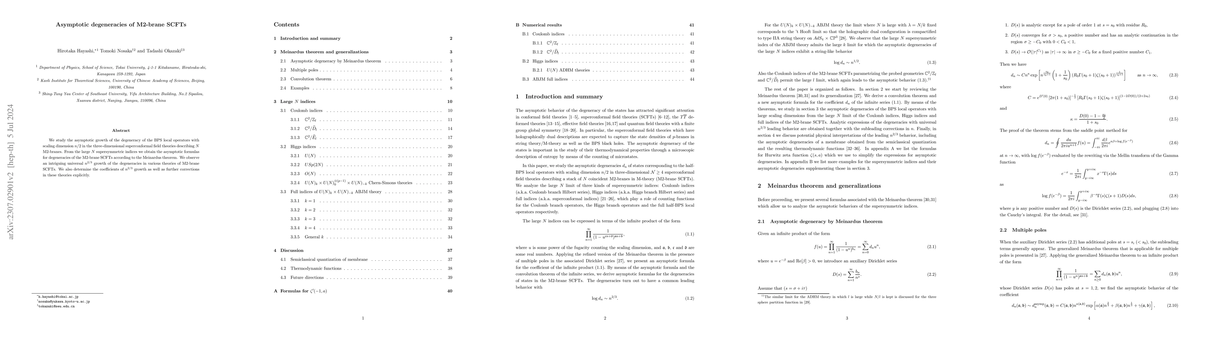 Thumbnail for Asymptotic degeneracies of M2-brane SCFTs