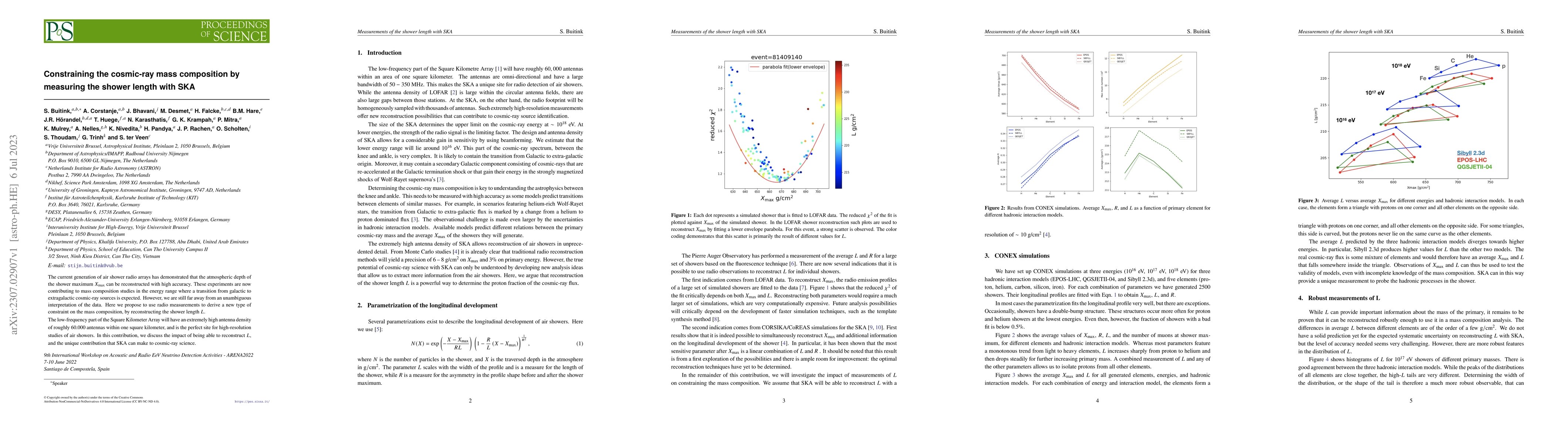 Thumbnail for Constraining the cosmic-ray mass composition by measuring the shower
  length with SKA